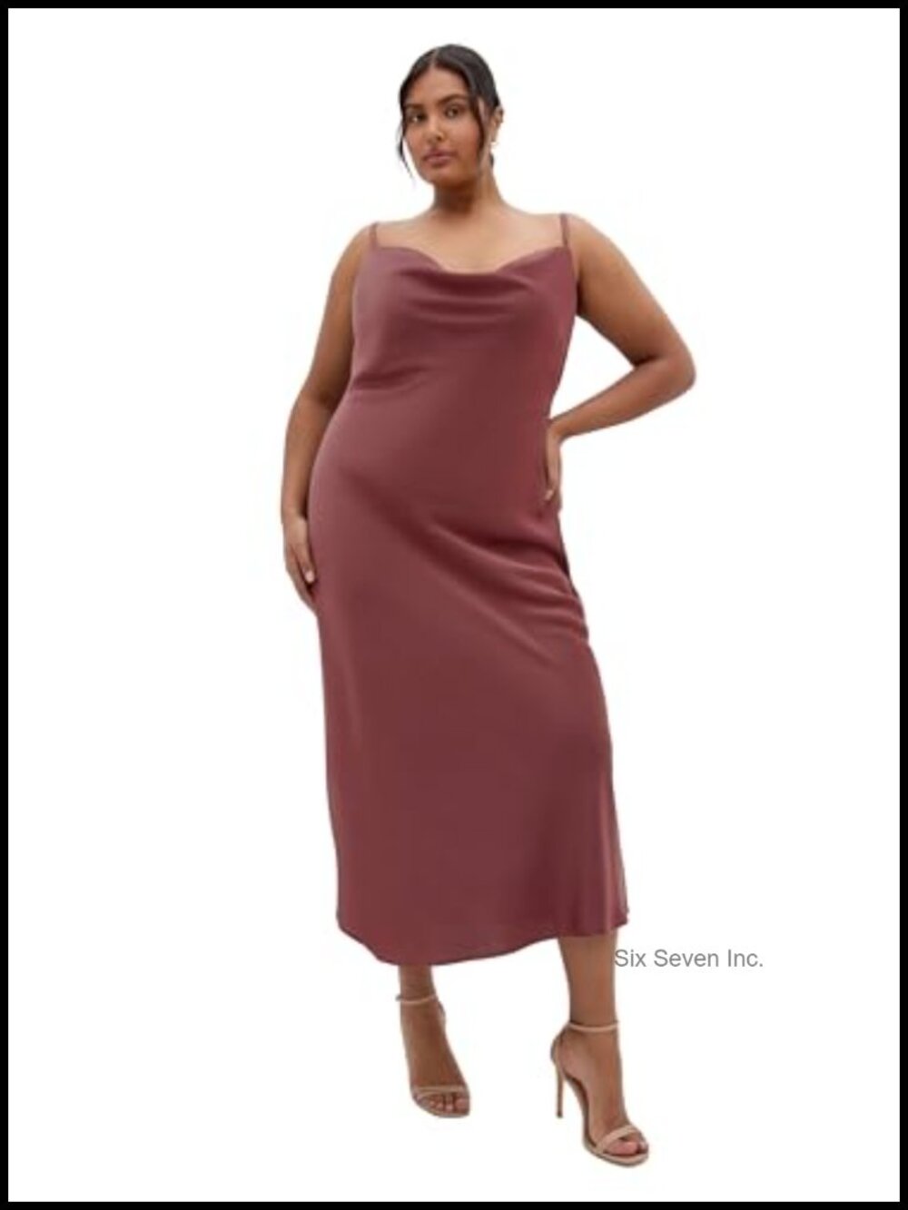 Plus Size Satin Slip Dress - Cowl Neck Sleeveless Cocktail Dresses